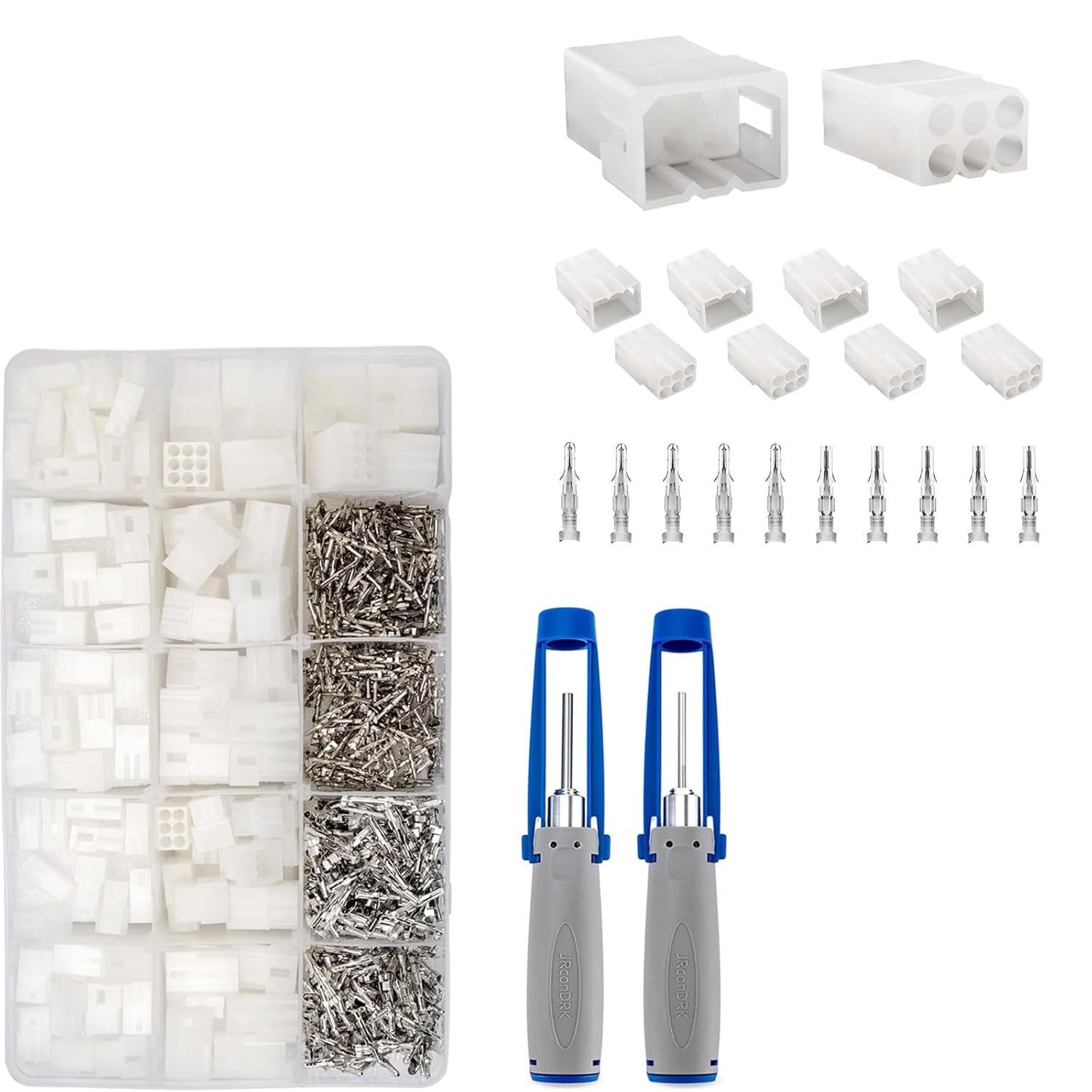 JRready ST6418 Standard.093 Pin and Socket Power Connectors 6 Circuits (5 Matched Sets), 14-20 AWG Compatible with Molex Standard.093 6 Pin Male& Female Conector+ST6478 093" 062" Pin Connector Kit