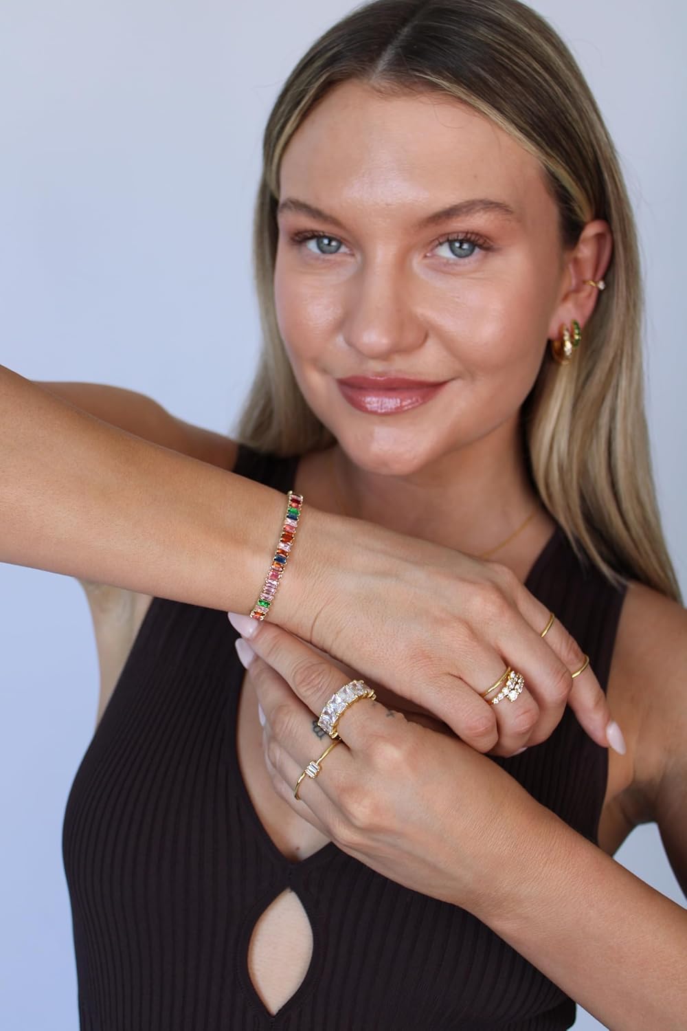 18k Diamond Gold Stud Earrings - Snowflake Gold Plated with Cubic Zirconia, Brass, Stud Earrings for Women Jewelry Gift Non Tarnish Hypoallergenic - Image 8