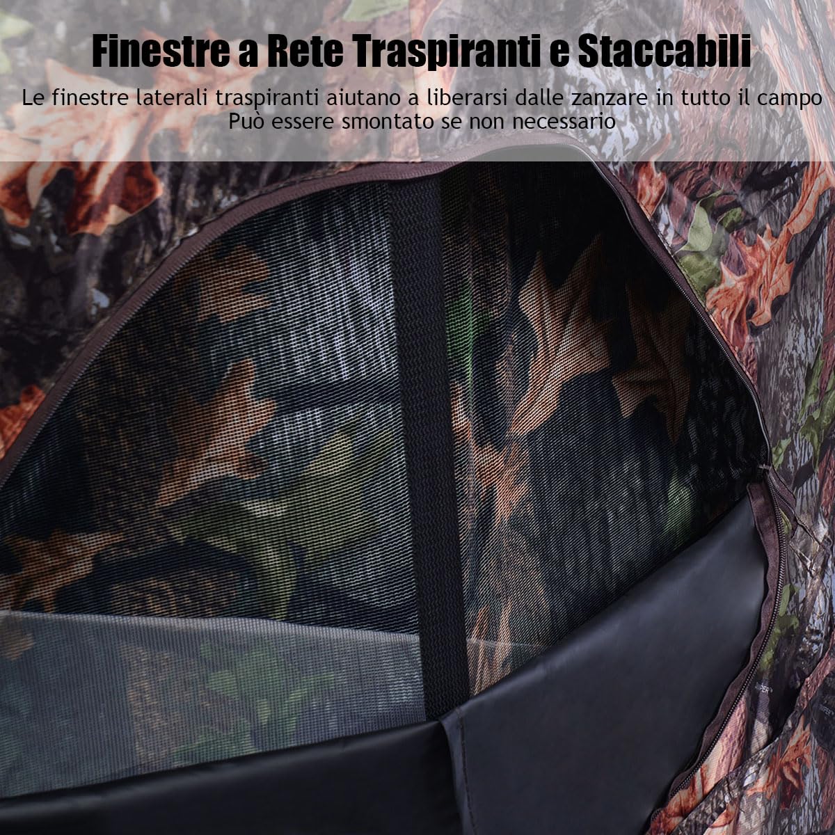 GYMAX Tenda da Caccia Portatile per 3 Persone, con Visione a 360°, Finestra, Picchetti per Il Terreno, Lacci, per Campeggio a Caccia di Cervi e Tacchini