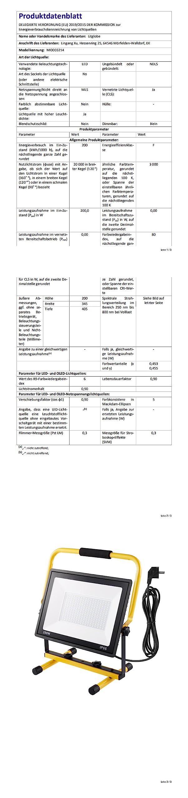 Baustrahler LED 200W,20000LM 3000K Warmweiß LED Baustellenlampe ...