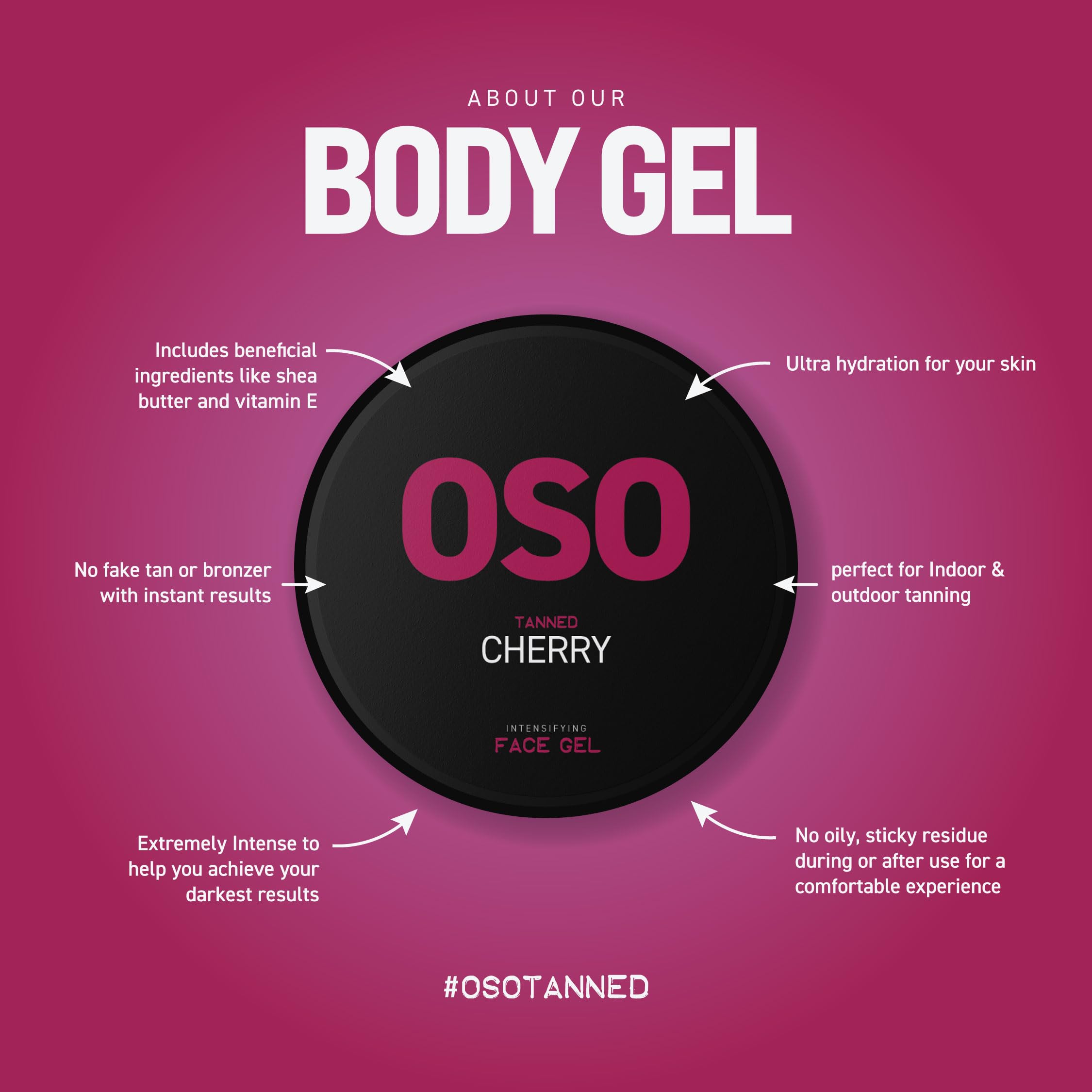 OSO Tanned, Tanning Accelerator Gel, 100g CHERRY, Infused With Shea Butter, Vitamin E, Ultra Hydrating - Image 2