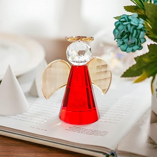 Miniatura 4 de H&D HYALINE & DORA Figura de ángel de la guarda de cristal, pisapapapeles, adorno de ángel de cristal coleccionable, decoraciones de cristales para