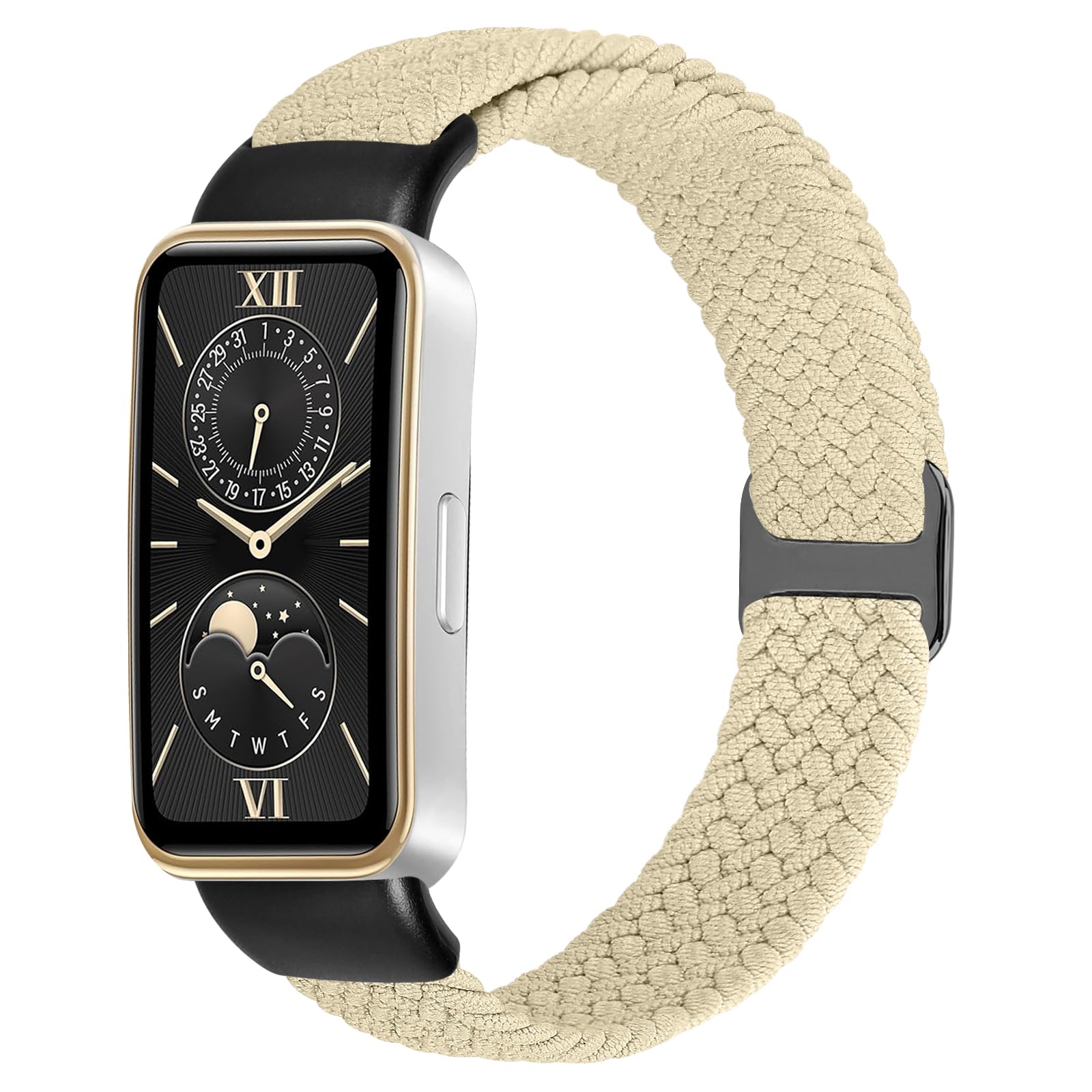 KIBDSNG Braided Watch Strap Compatible with Huawei Band 10/Huawei Band 9/Huawei Band 8, Elastic Adjustable Nylon Replacement Strap for Huawei Band 10/9/8 for Women Men