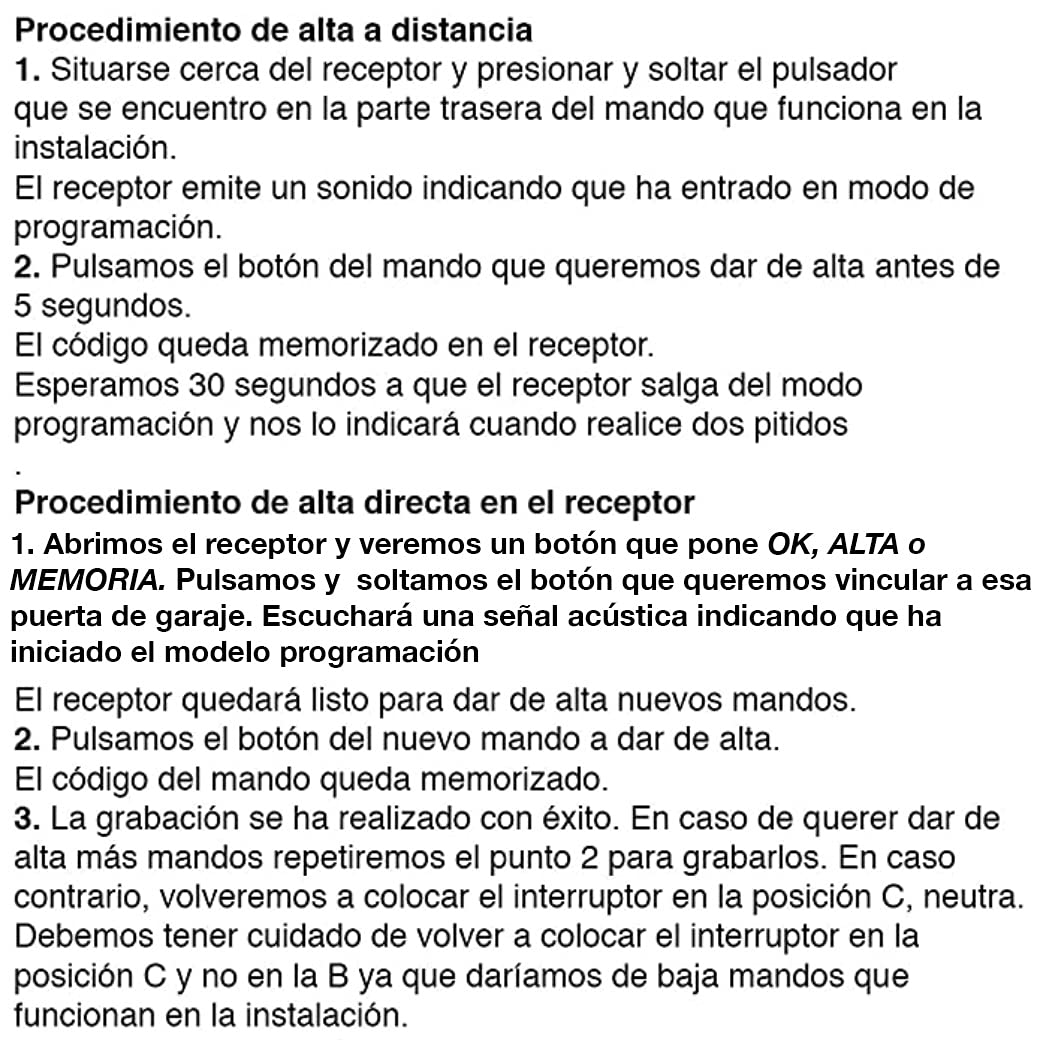 CELINSA MOVECODE 2 Botones Frecuencia 433,93MHz Mando Garaje Rolling Code Con Soporte Para Coche Incluído Solo Válido Para Receptores Celinsa