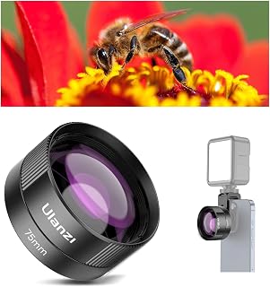 Ulanzi CL-003 HD10Xスマホマクロレンズ 75mmマクロレンズ スマホレンズ スマホ用カメラレンズ スマートフォン用 顕微鏡 近距離撮影 17㎜ネジ/クリップ付き 外付け式 小型 昆虫/植物 iPhone/Android対応 簡単装着