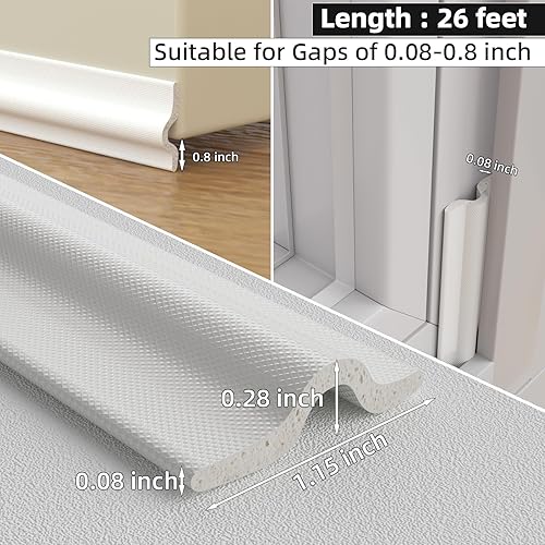 Miniatura 3 de Burlete de 26 pies para ventanaspuertas, tapón autoadhesivo de espuma para sellado de huecos, aislamiento de ventanas, bloqueador de corrientes de