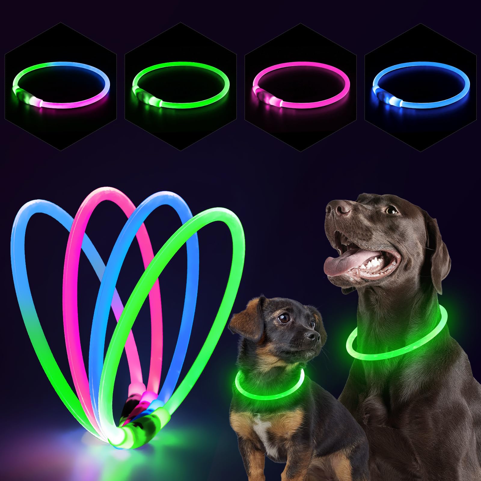 Amazon | PZRLit 光る首輪 犬 散歩 夜 ライト USB 充電式 視認距離500m