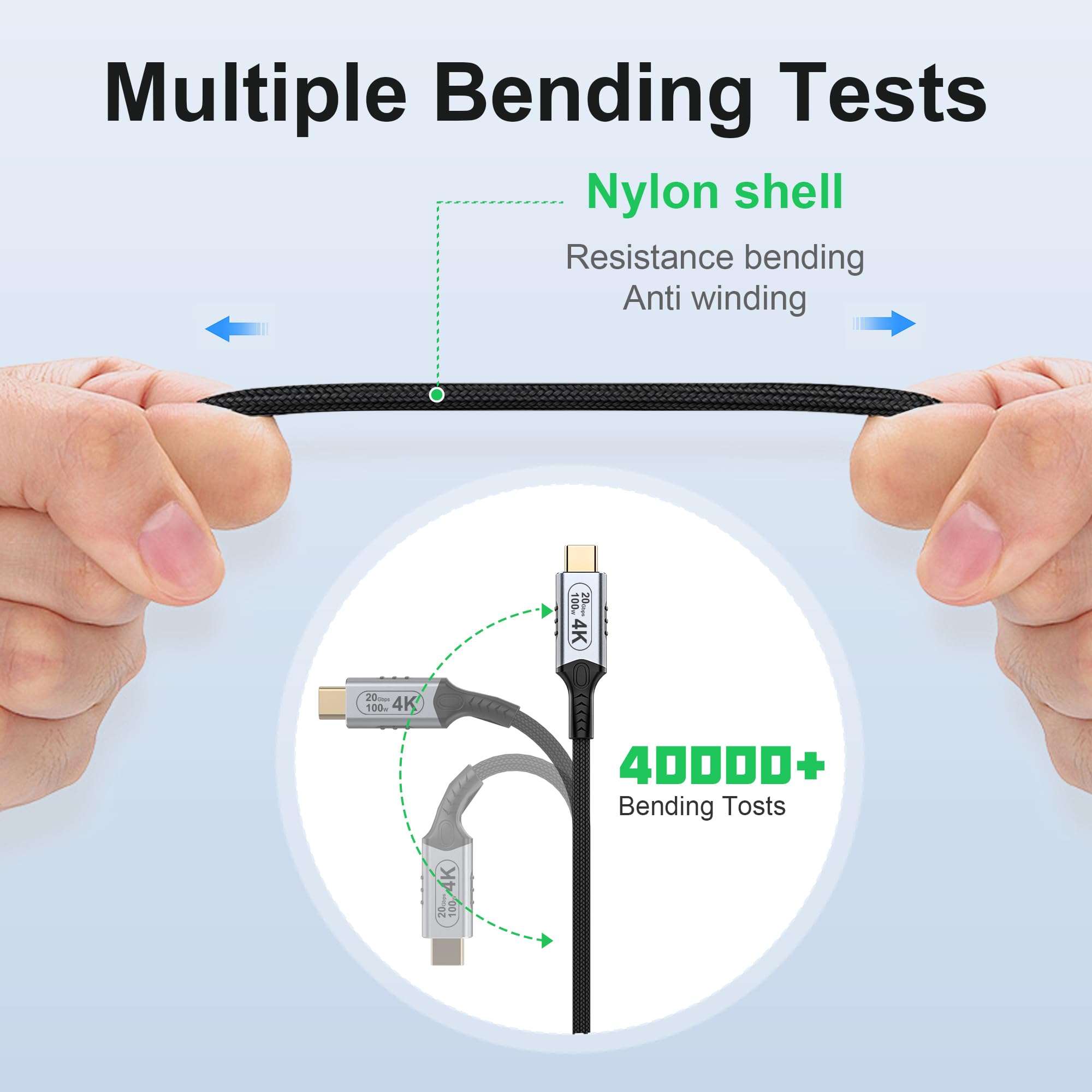 Cable de extensión USB C de 10 pies/3 m, cable de extensión USB C 3.2 de carga de 100 W, transferencia de datos de alta velocidad, 20 gbps, cable extensor USB C 3.2 tipo C, USB hembra a USB