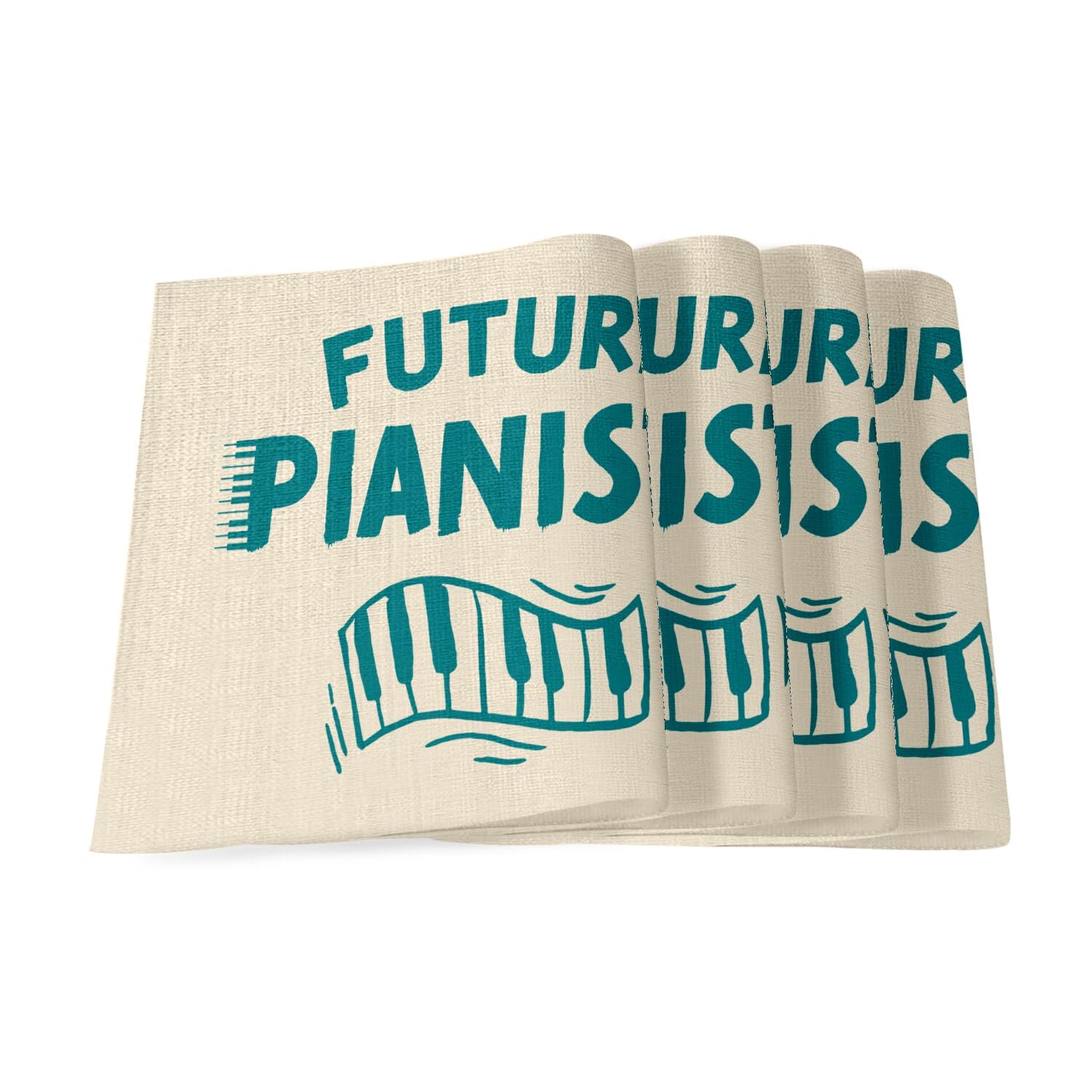 Lot de 4 sets de table en lin piano musique grand format 40x28,5 cm