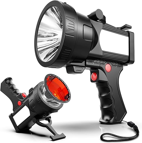 BIGSUN Q984 - Foco recargable, linterna LED de 1200,000 lúmenes altos con lámpara multifuncional de reflector, batería incorporada de 14400 mAh, luz
