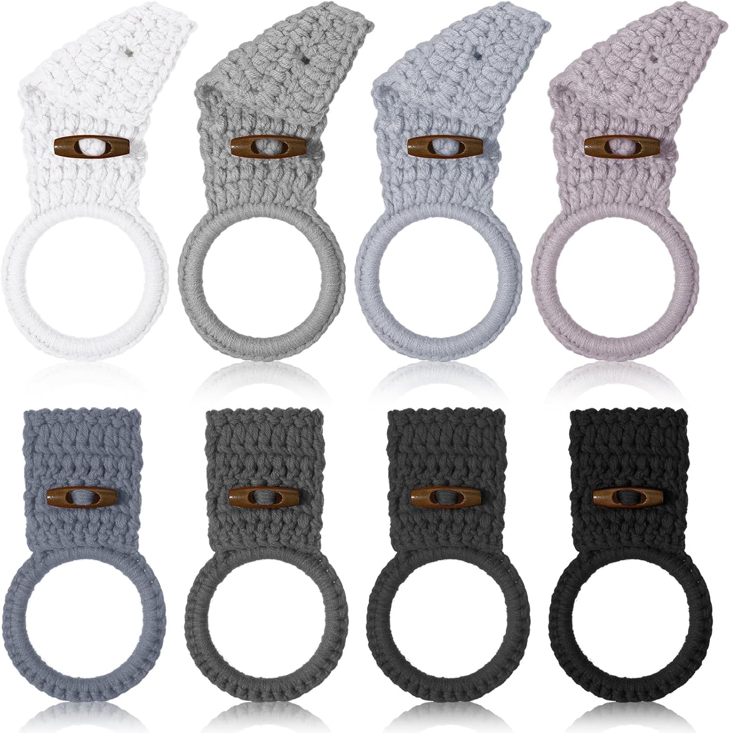 Hoolerry 8 Pcs Hanging Kitchen Towels Ring Crochet Hanging Dish Towel Holder with Loop Button for House Oven Stove Door, 8 Colors(Vivid Colors,Round)