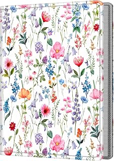 Fintie 포토 앨범 12.7 x 17.8cm(5 x 7인치) 사진 - 52 포켓 소형 미니 용량 프리미엄 비건 가죽 커버, 휴대용 지갑 앨범 북 웨딩 가족 소년 소녀 미술 작업용(플라워 판타지)