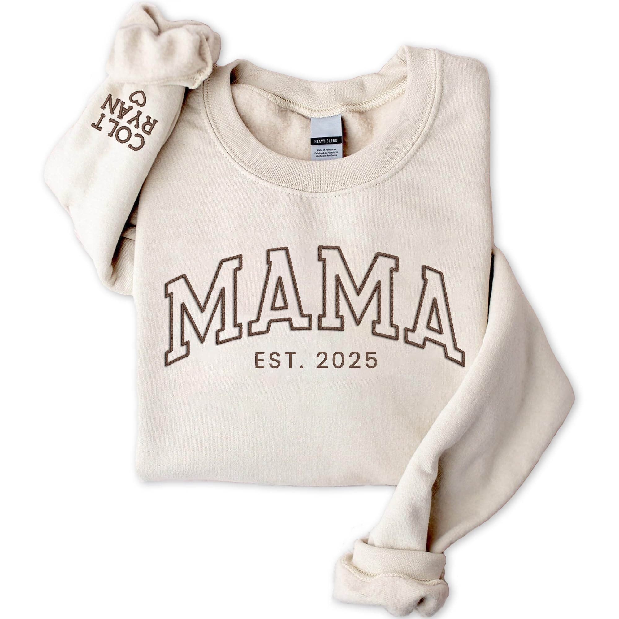 NAZENTI Embroidered Mama Sweatshirt Mothers Day Pullover Grandma Crewneck New Mom Apparel Womens Holiday Sweater