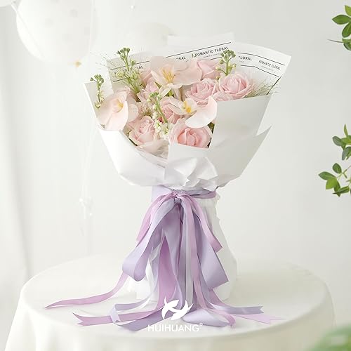 Vista 4 de HUIHUANG Satin Ribbon 3/8 inch x 5 Rolls, Lilac, Dusty Purple, Lavender, Amethyst and Purple for Crafts, Gift Wrapping, Hair Decor, Wedding, Bridal