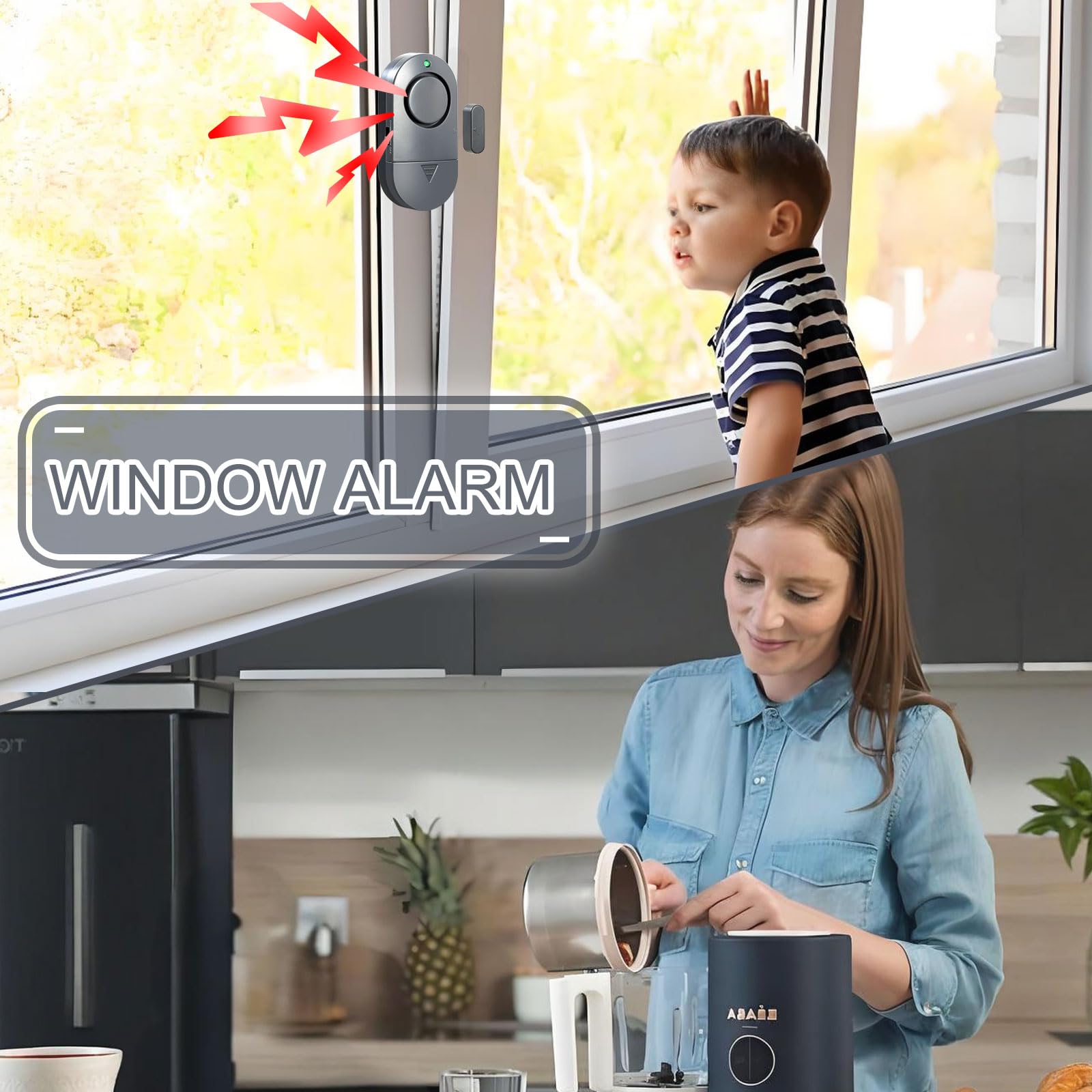 Sensori di allarme per finestre, allarmi per porte e finestre per la sicurezza domestica, 120 dB, allarmi per porte e finestre per la sicurezza dei bambini (confezione da 10)