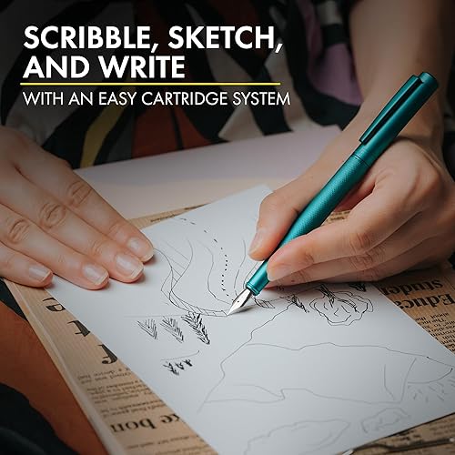 Vista 31 de Scrivi Pens Juego de plumas estilográficas de lujo, color negro, punta extra fina suave, incluye convertidor de tinta recargable, 5 cartuchos