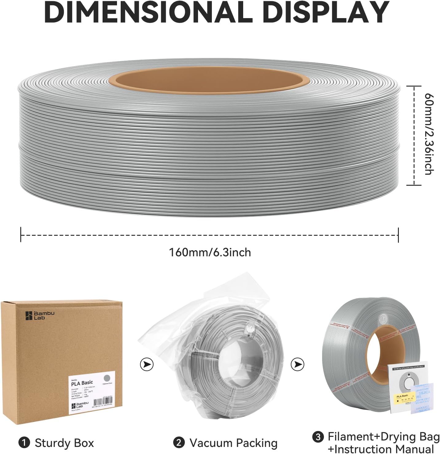 ENOMAKER Bamboo Lab PLA Basic Filament Refill Black 10101 1.75mm, 3D Printer Filament with RFID for Bamu X1,P1,A1,H2 AMS, Easy to Print, High Tough 3D Printing Consumables Without Spool, 1kg (2.2lbs)