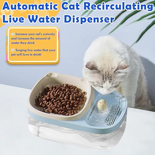 Miniatura 5 de Cuencos dobles 2 en 1 para perros y gatos, juego de cuencos de agua y comida para mascotas, dispensador automático de agua viva de recirculación