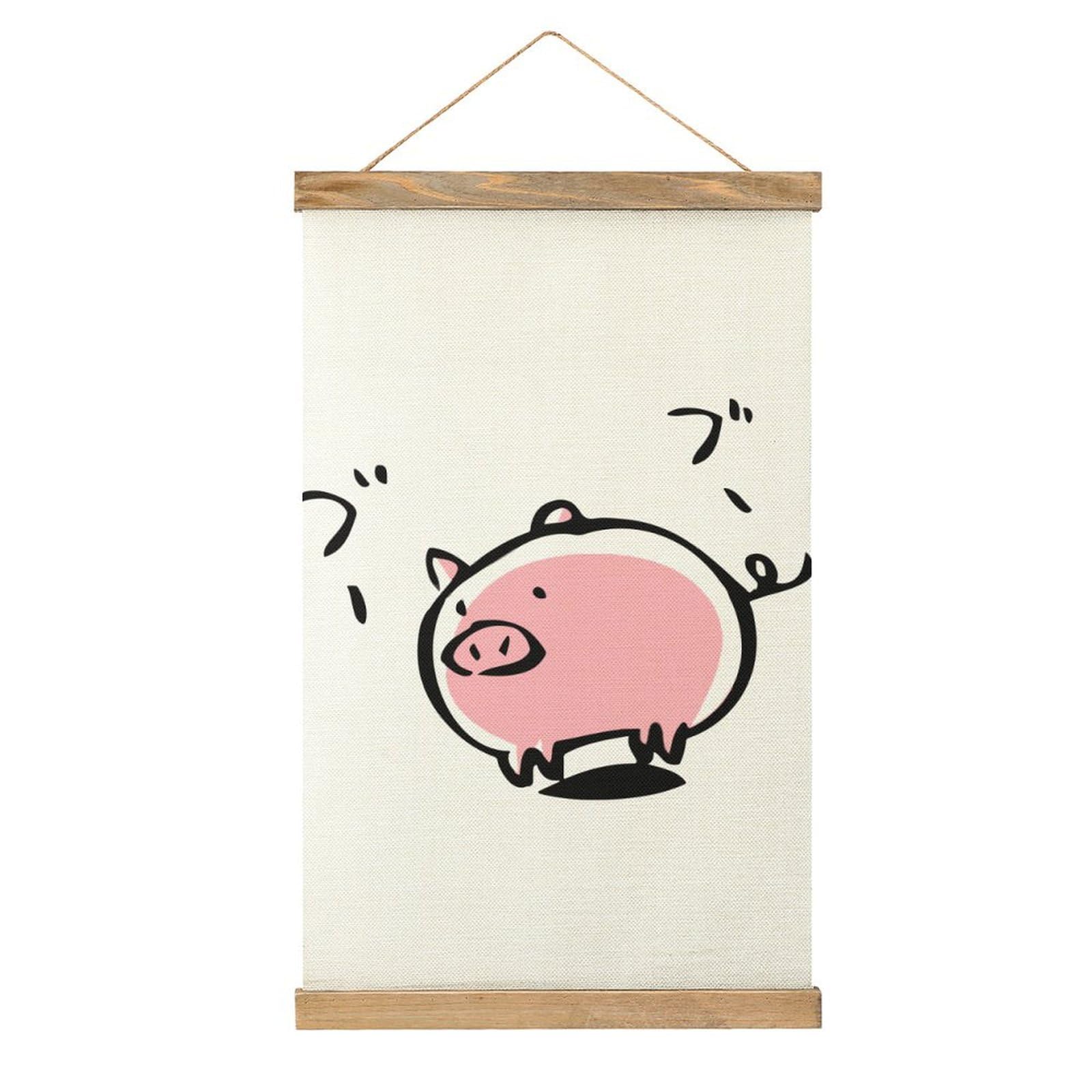 Amazon.co.jp: 掛ける絵 かわいい 豚 イラスト タペストリー 掛け軸