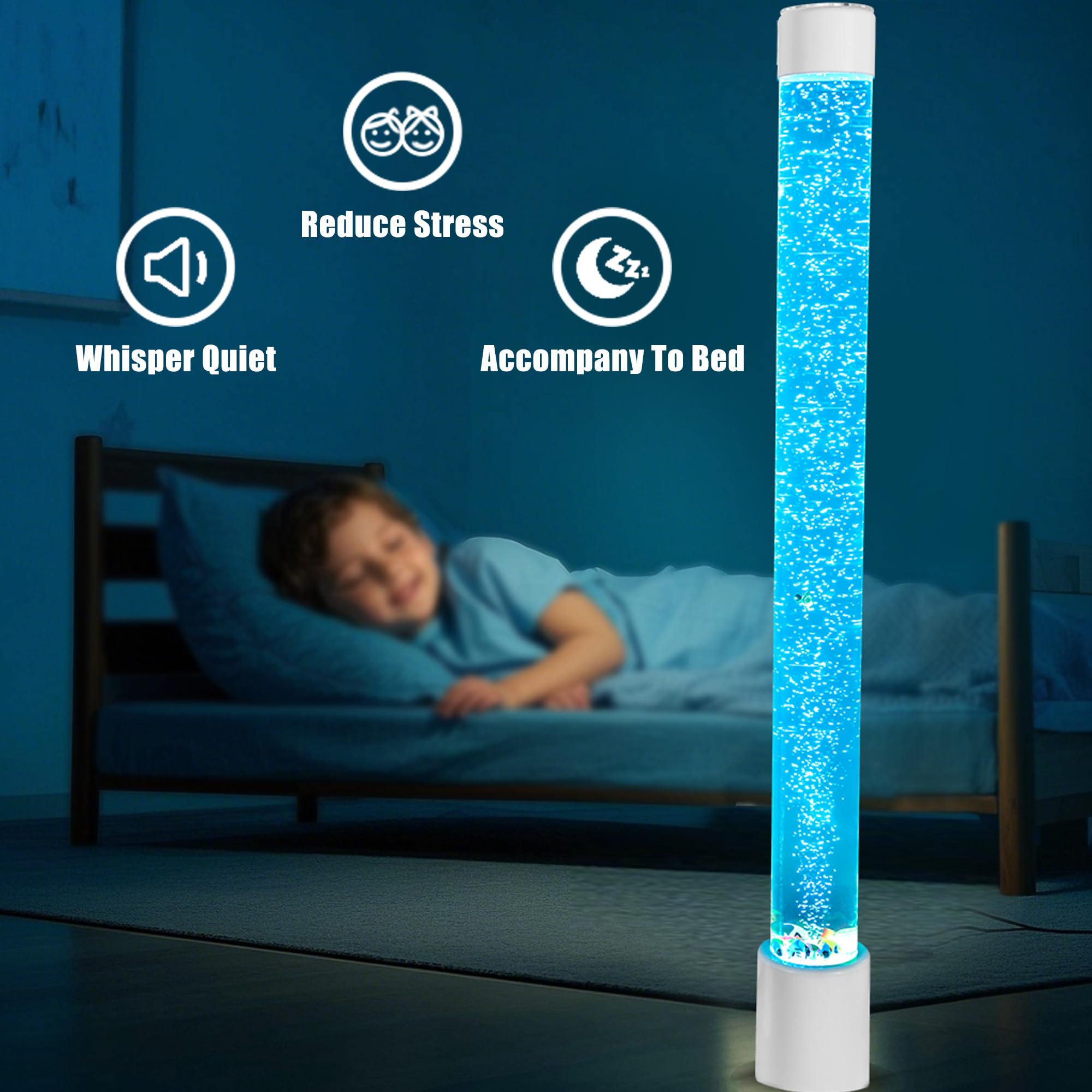Tenmind Super Large Sensory Fish Bubble Tube Lamp with Remote Adjustable Wall Bracket 8 Color Changing Night Light — view 4