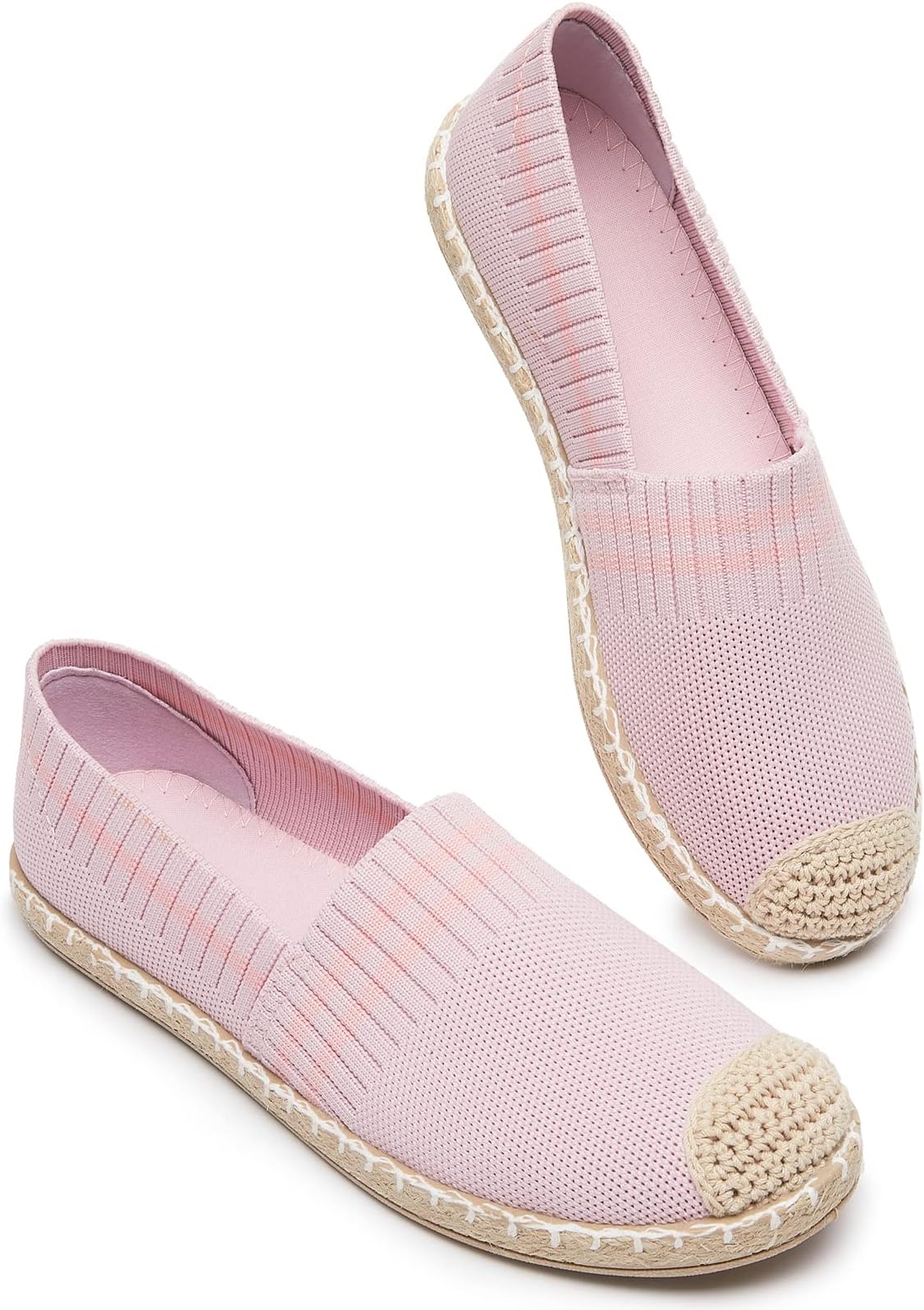 BABUDOG Womens Espadrilles Breathable Flats Shoes Mesh Slip on Loafers Soft White Flats(Purple.US9)