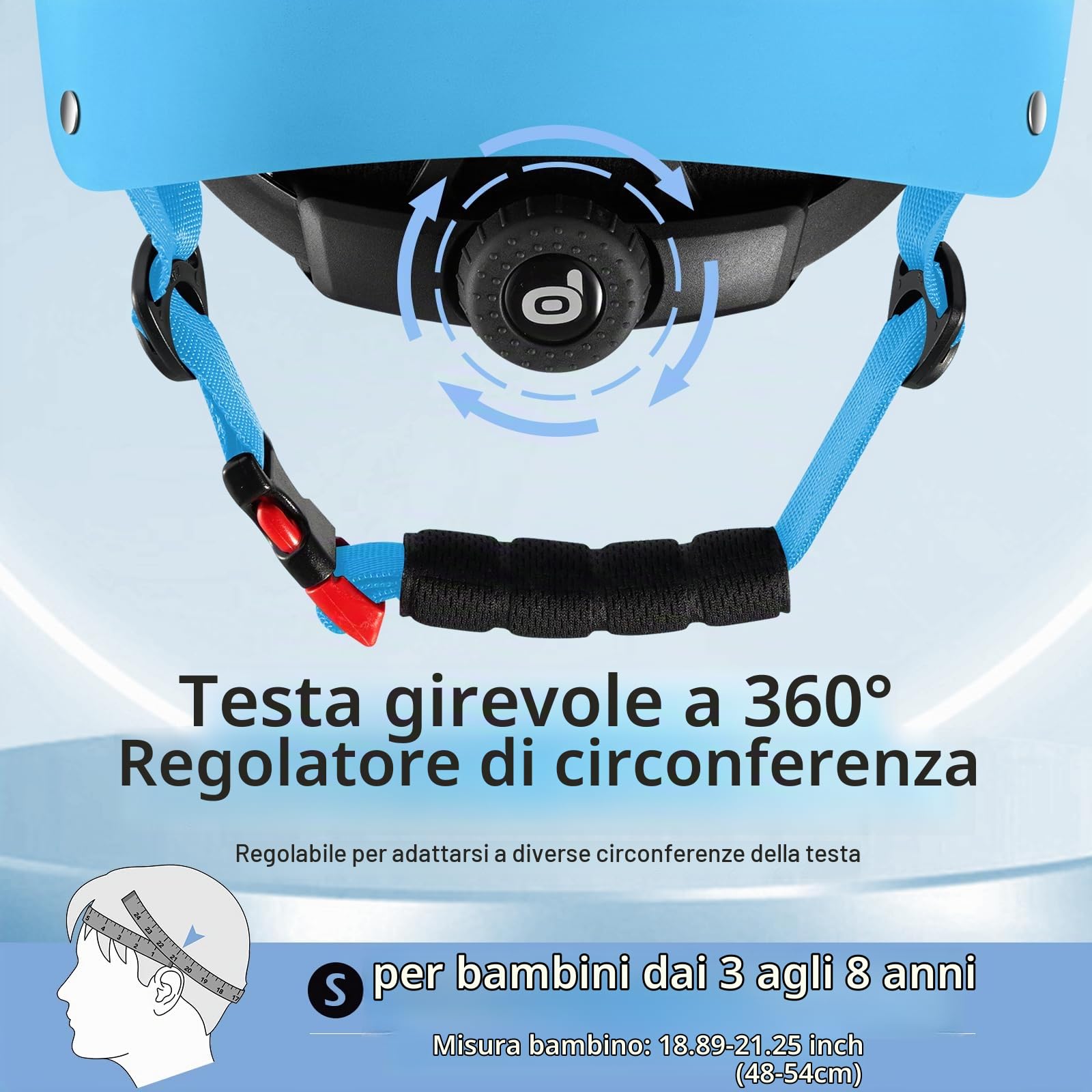Odoland Casco per Bicicletta per Bambini, Casco di Sicurezza Regolabile e Ventilato per Protezione in Più Sport, Adatto a Bambini dai 3 ai 8 Anni, per Ciclismo, Pattinaggio, Monopattino, DLS