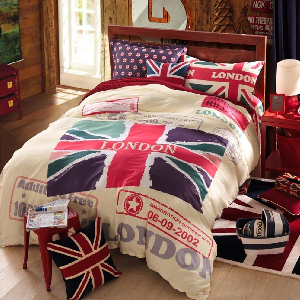 MZPRIDE Fashion London Style Girls and Boys Bedding Sets Full Duvet Covers