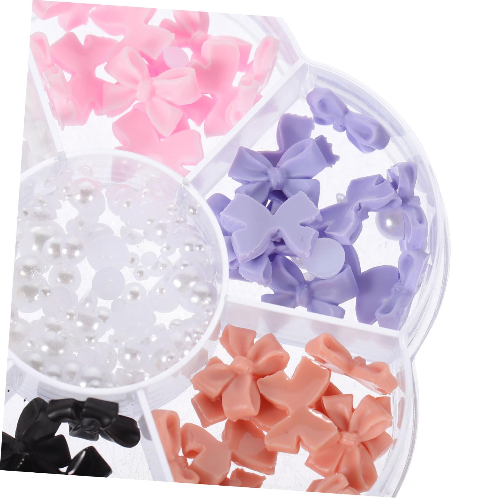 Ipetboom 7 Grids Pearl Bow Nail Jewelry Nail Decors Perfect for Home or Salon Use