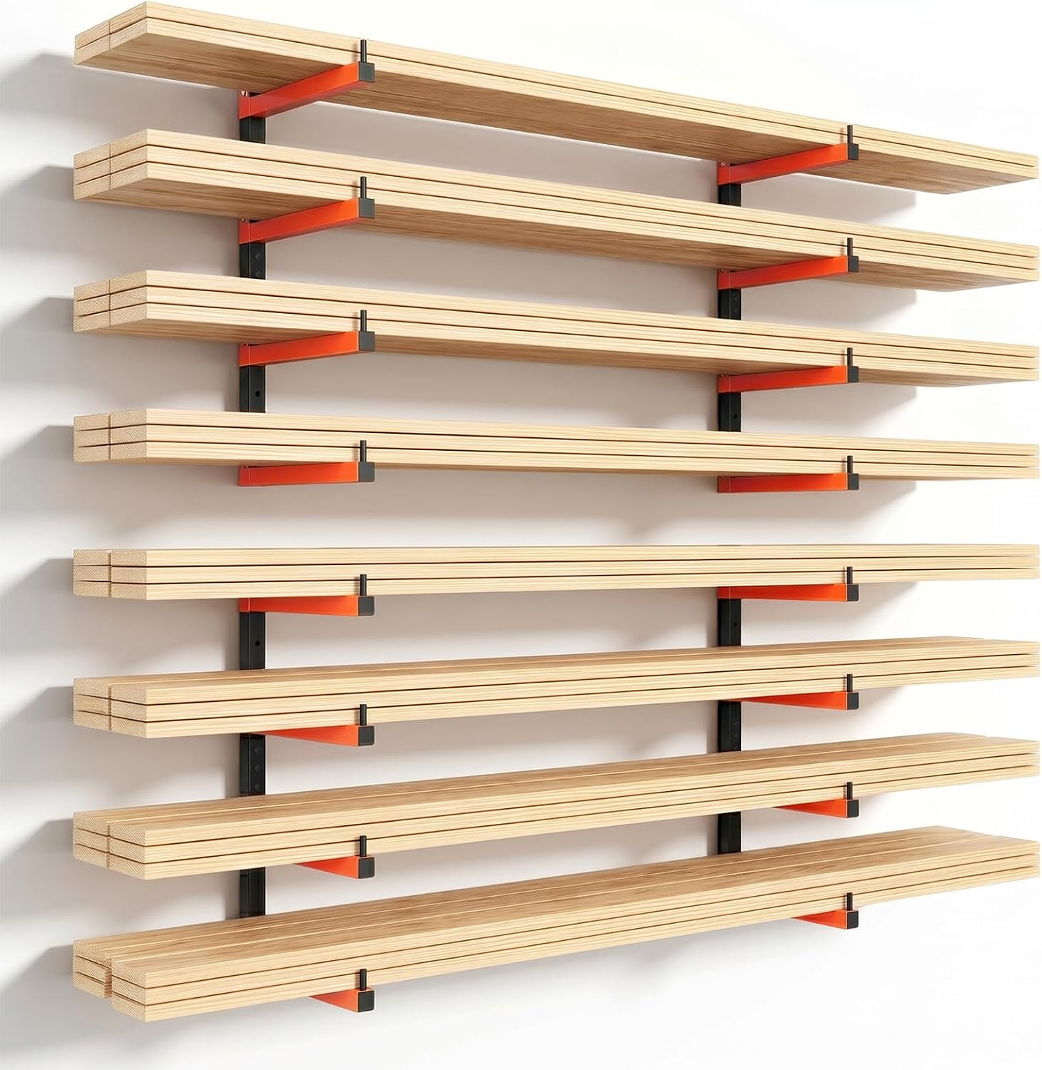 Housolution 4-Level Lumber Storage Rack - 4 Pack Holds Up 520LBS | Adjustable Arms, Heavy Duty Metal Shelf 32"/83cm Wood Storage Rack Wall Mount for Garage Woodworking Shop Indoor & Outdoor