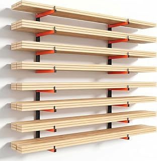 Housolution 4-Stufiges Holzlagergestell, 4er-Pack bis 400LBS, Schnellverbindung, Schwerlast-Metallregal 32"/83 cm, Wandmontage für Garage, Holzwerkstatt, Innen & Außen