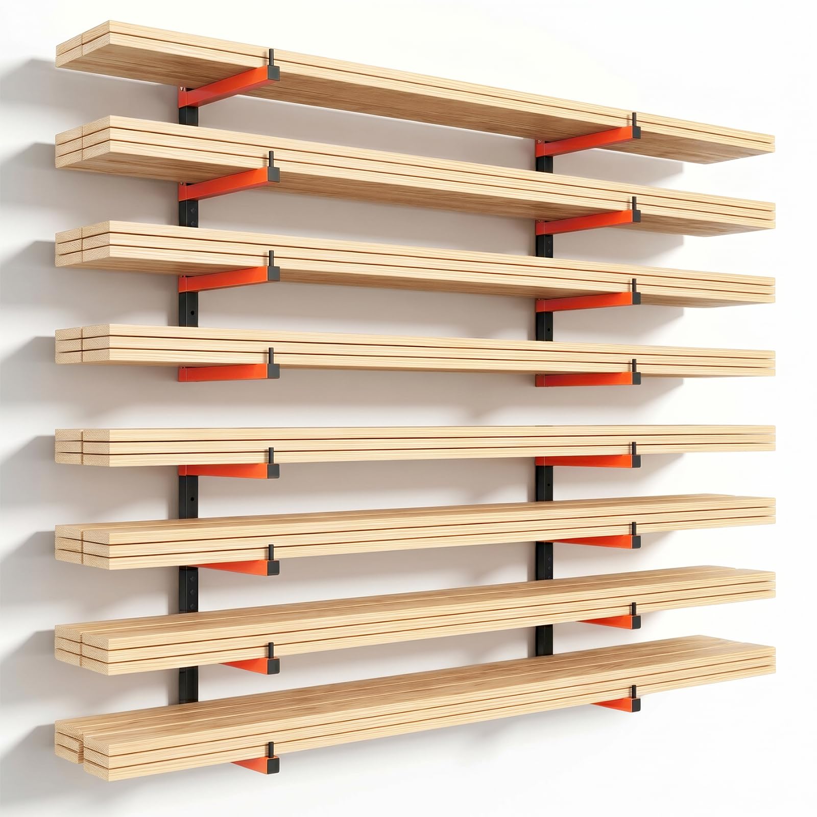 Housolution 4-stufiges Holzlagerregal – 4Pack hält bis zu 520 Pfund,mit verstellbaren Armen, robustes Metallregal 32"/83 cm Holzlagerregal Wandmontage für Garage,Holzwerkstatt, Innen- und Außenbereich