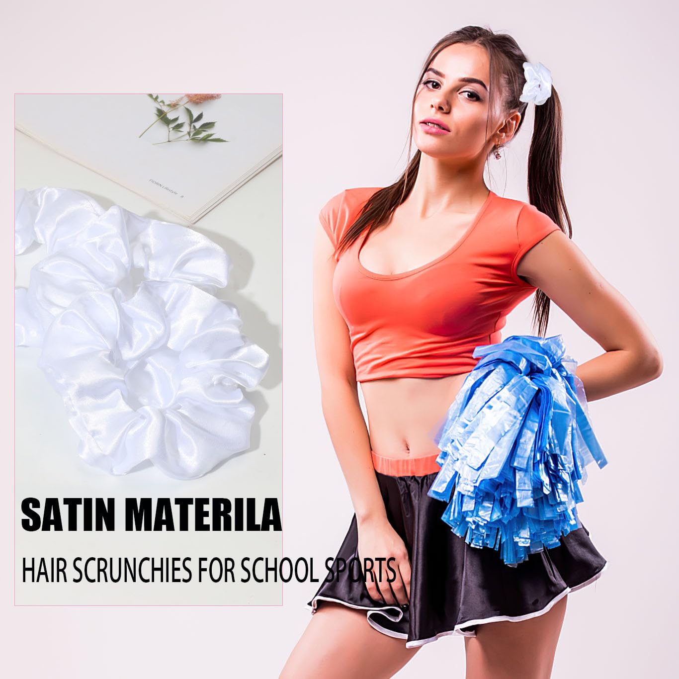 80 White Satin Scrunchies Bulk Hair Ties Elastic Ponytail Holders for Women Girl White Lace Large Hair Scrunchies for Women - Elastic Soft  main image 4