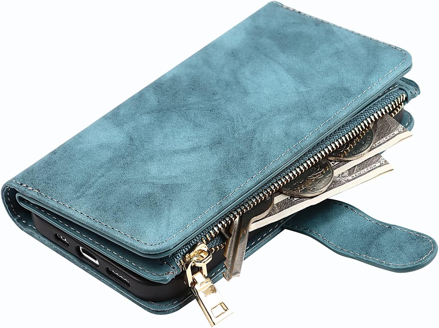 Jaorty for iPhone 13/14 Phone Case Wallet for Women Men with Card Holder,for iPhone 14/13 Crossbody Case with Strap Shoulder Lanyard, Zipper Pocket PU Leather Cases,6.1 Inch Blue - Image 5