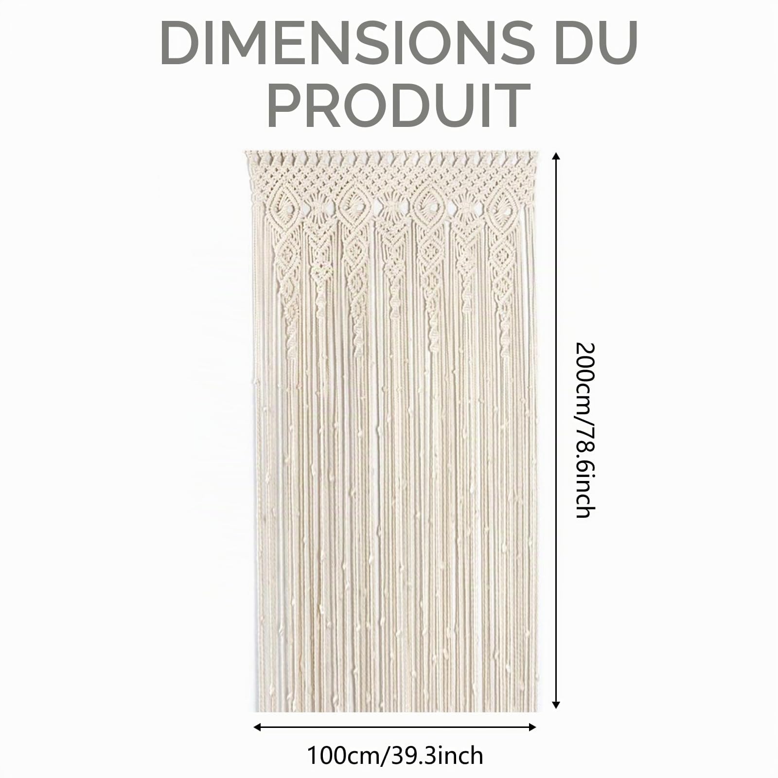 Rideau en Macramé, Tenture Murale en Macramé 100x200 Cm Rideau Boho Fait à La Main Tenture Murale Boho Macramés Rideaus De Porte Rideauxs Bohos pour La DéCoration Murale De La Maison