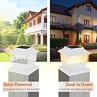 Vista 4 de Luces solares modernas para tapa de poste #1 (se adapta al poste de 4 x 4, nominal 4 x 4 y 6 x 6), 50 lúmenes con tres opciones de temperatura