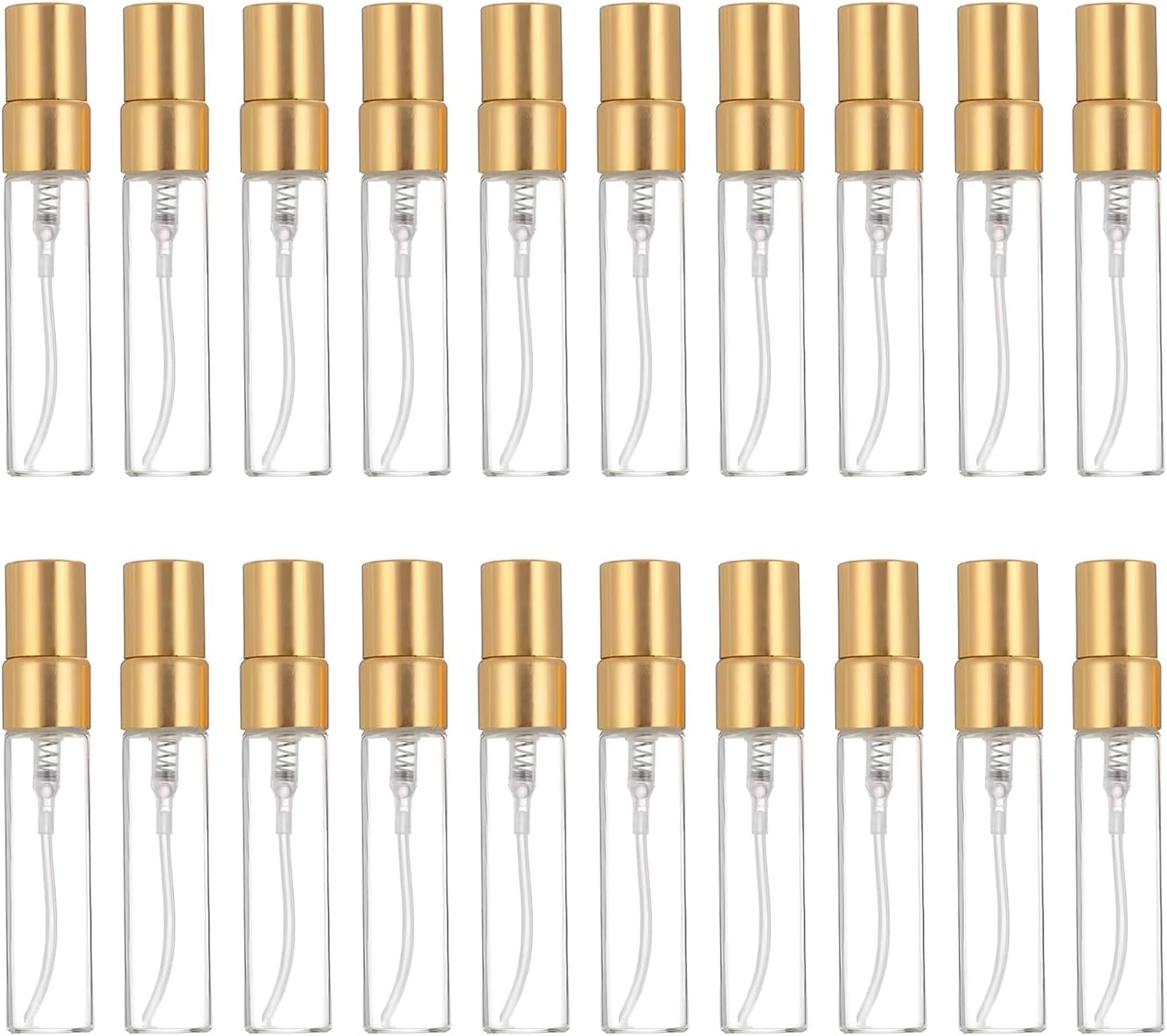 20 PCS 2ml Mini Spray Bottles, Empty Refillable Perfume Bottles with Silver Lids, Glass Fine Mist Perfume Atomizer, Mini Travel Container for Essential Oils
