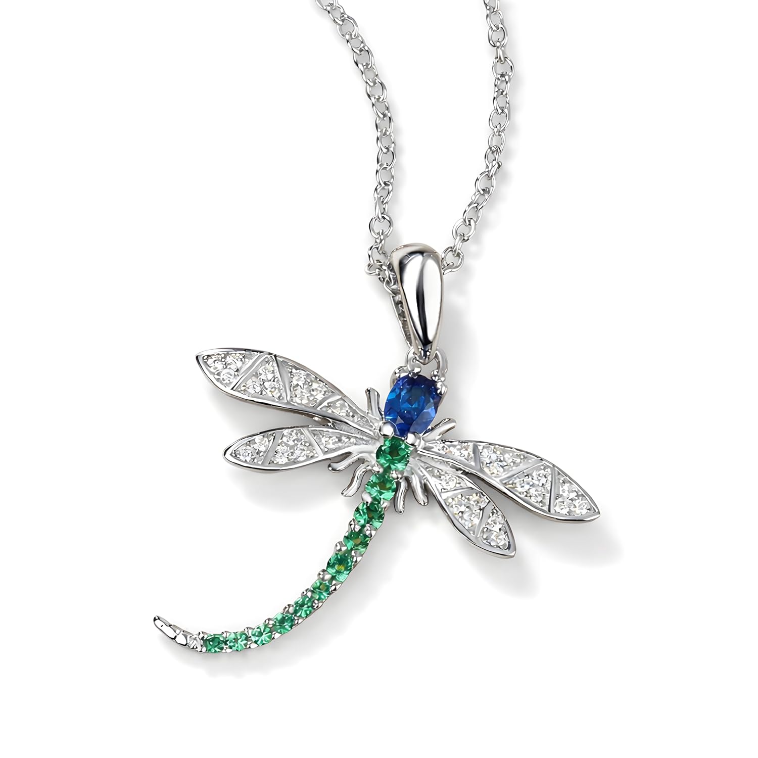 Dragonfly Pendant Necklace for Women Blue Green Cubic Zirconia Stones Elegant Crystal Charm 18 Inches Adjustable Charm Cha... - Review, Price and Buying Guide