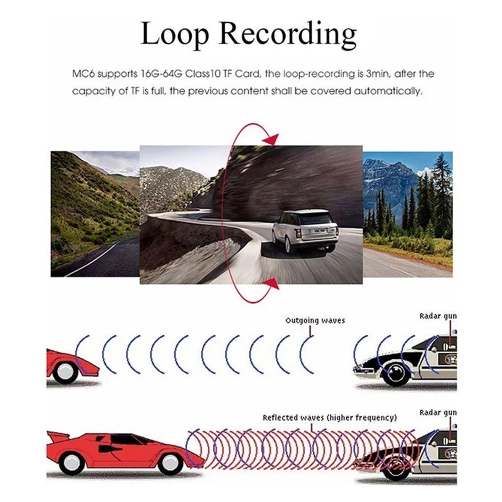Cámara DVR For Coche 2 En 1, Detector De Radar, Cámara De Salpicadero, Grabadora De Vídeo, Tacógrafo, Dispositivo De Advertencia De Tráfico