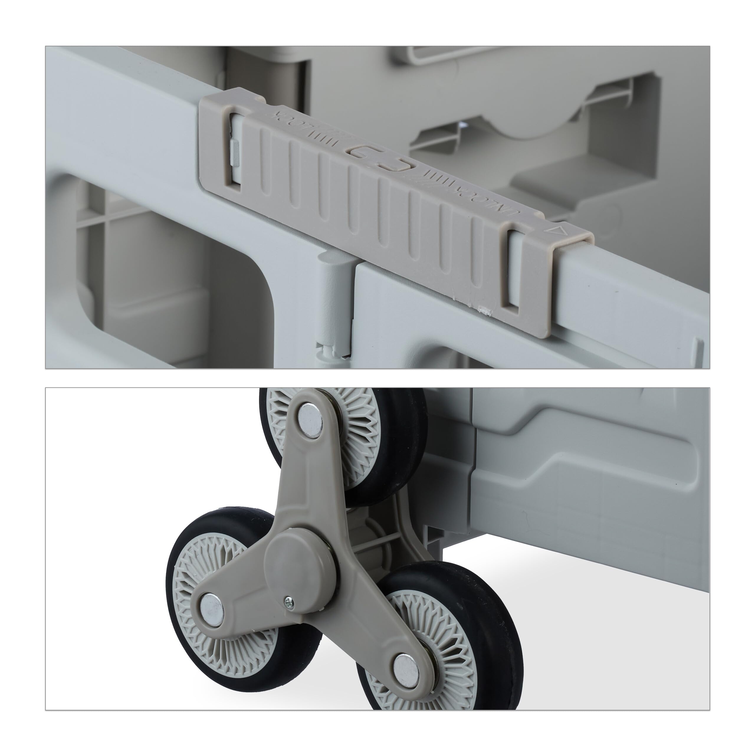 Relaxdays Carro Compra Plegable, Cesta con Ruedas Subeescaleras, Tapa, Asa Telescópica, hasta 50 kg, Blanco/Gris
