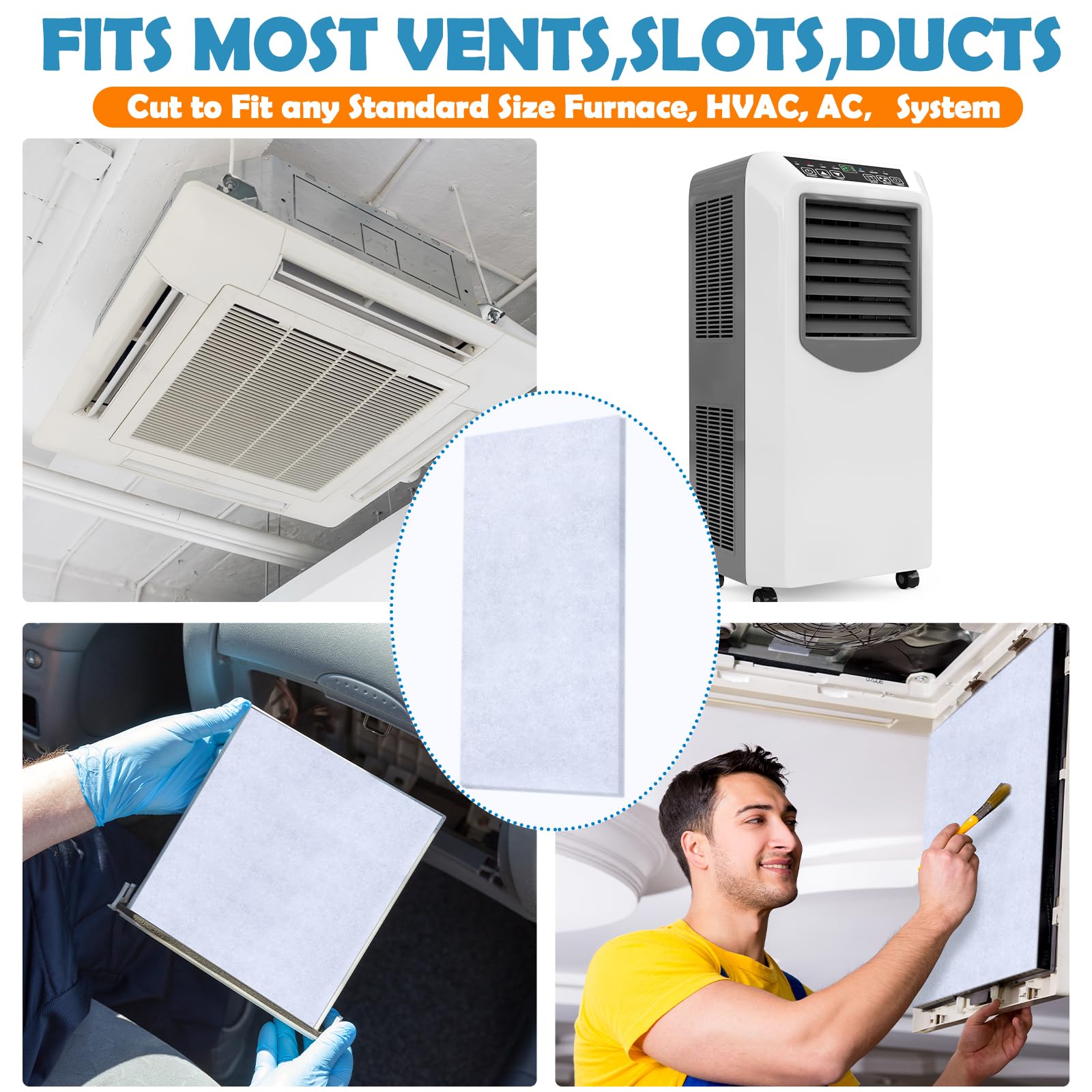HunnmingRe Filtros de ventilación de aire de poliéster de 12 pulgadas x 25 pies, filtro de ventilación de suelo cortado para adaptarse al control de polvo, material de rollo de filtro de aire de