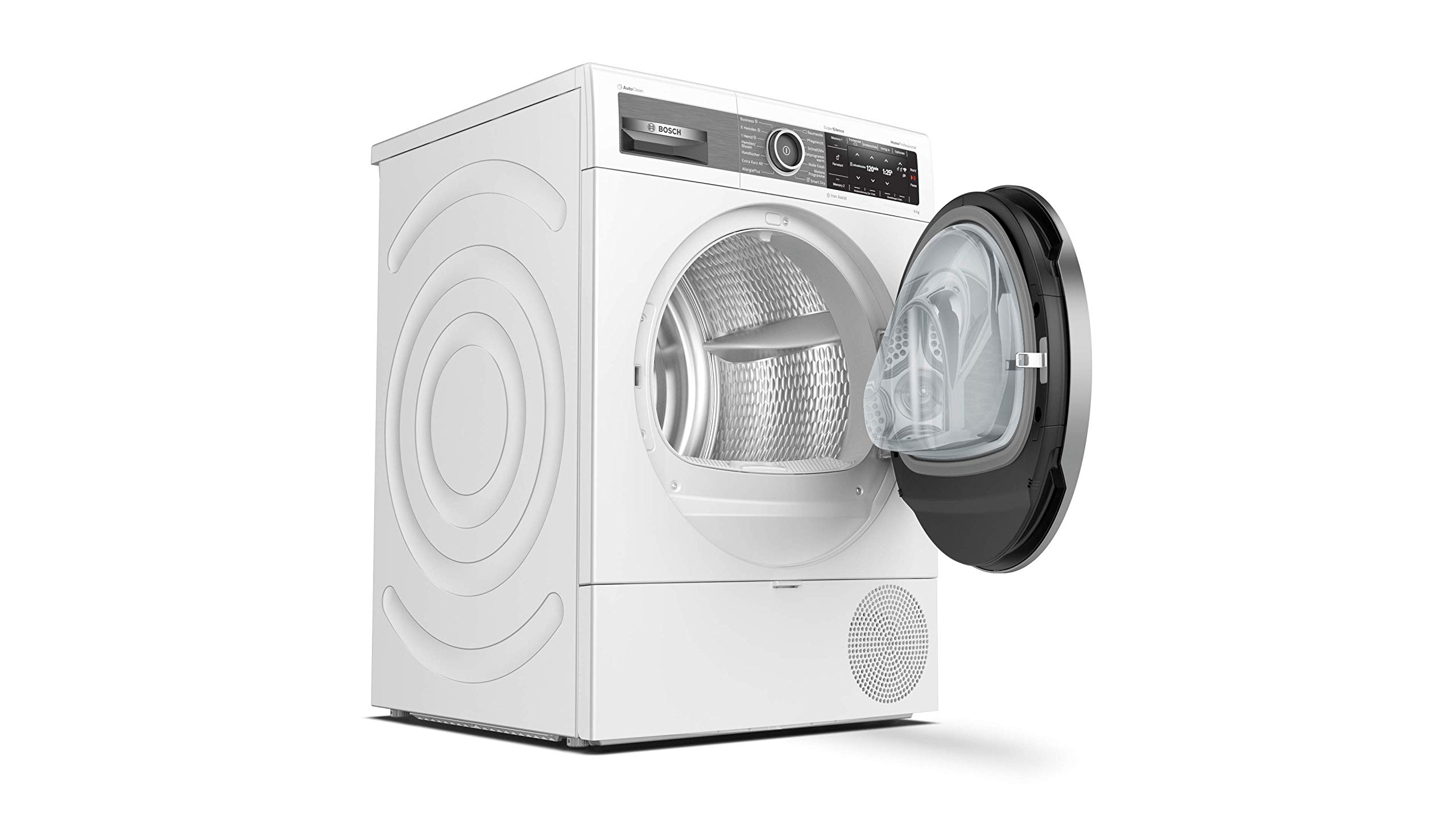 Bosch WTX87E40 HomeProfessional Smarter Wärmepumpen-Trockner, 9 kg, IronAssist Dampf zum Entknittern, Sensitive Drying System textilschonende Trommelstruktur, AutoDry optimale Trocknung