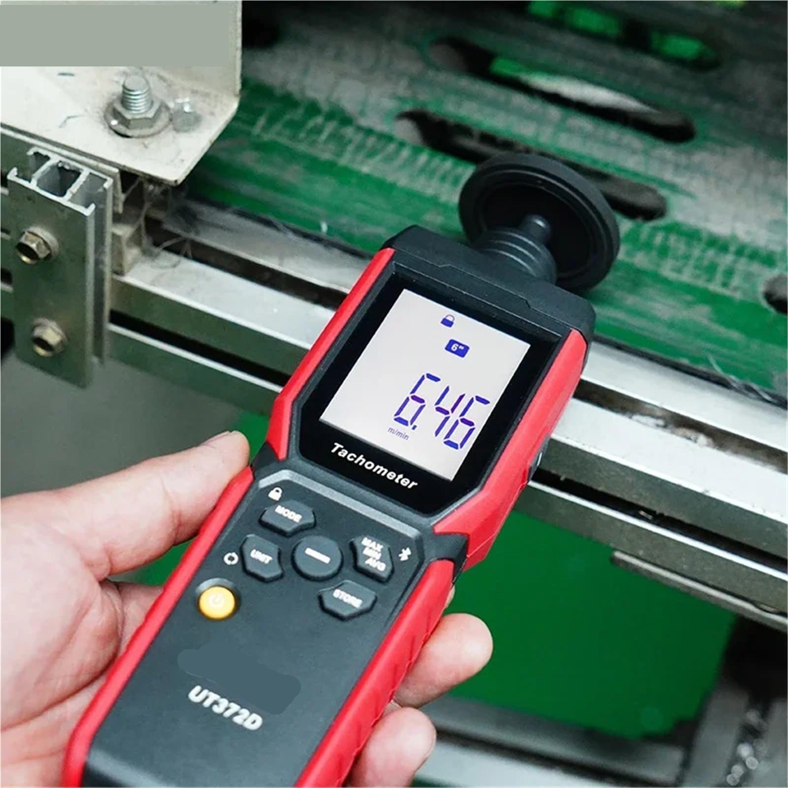 Digitaler Drehzahlmesser, UT372D Tachometer Laser Universal 2 In 1 Digitales Drehzahlmessgerät Kontakt- Und Berührungsloses Messgerät Drehzahl,LCD-Display