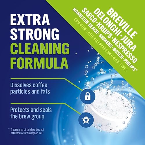 Miniatura 3 de WoldoClean Tabletas de limpieza para máquina de café expreso y café, 40 pestañas, compatible con Breville, Bosch, Philips, Casabrews, KitchenAid,