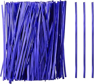 sourcing map 800 bridas de plástico reutilizables metálicas de 6 pulgadas para fiestas, pan, caramelos, pasteles, color azul