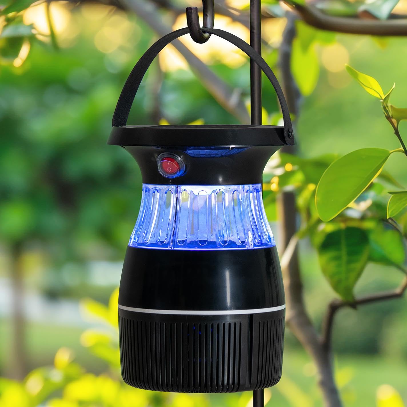 SUNJOY Solarbetriebener Insektenvernichter für den Außenbereich, Mückenabwehr, Schädlingsbekämpfung, tragbar, elektrisch, mit Solarpanel und UV-Licht, für Zuhause, Terrasse, Camping