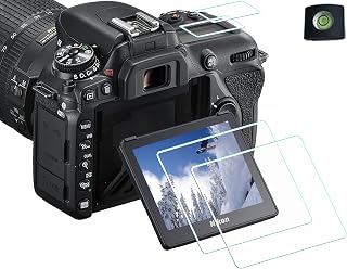 HUIPUXIANG TOP+Screen Protector for Nikon D7500 Camera(for Accessories) High Definition 9H Hardness Optical LCD Premium Glass Protective Cover [2+2 Pack]