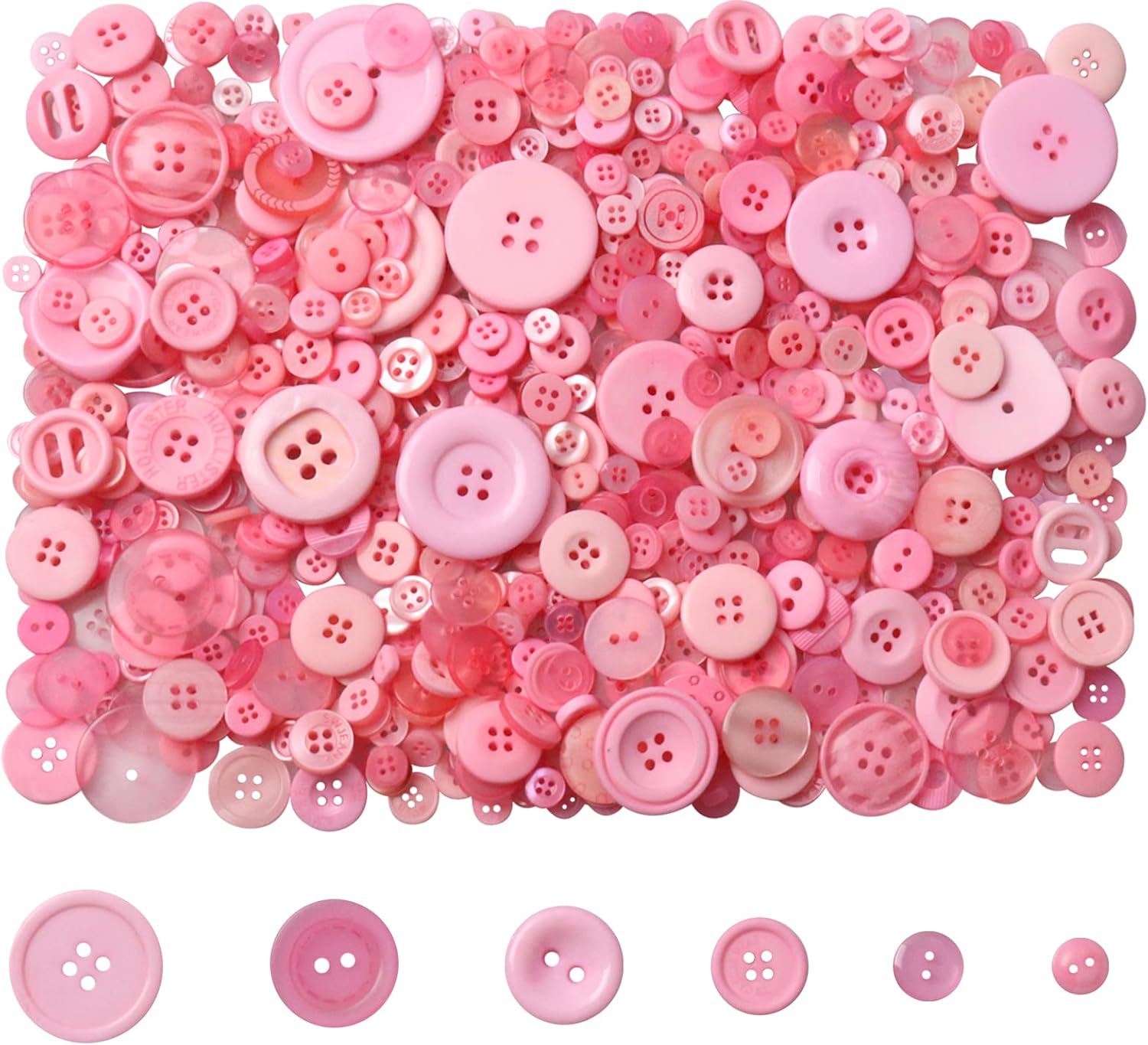 650 Pcs Round Resin Buttons - Assorted 2 & 4 Hole Buttons for Sewing, Crafts & DIY Projects - Pink - Image 2