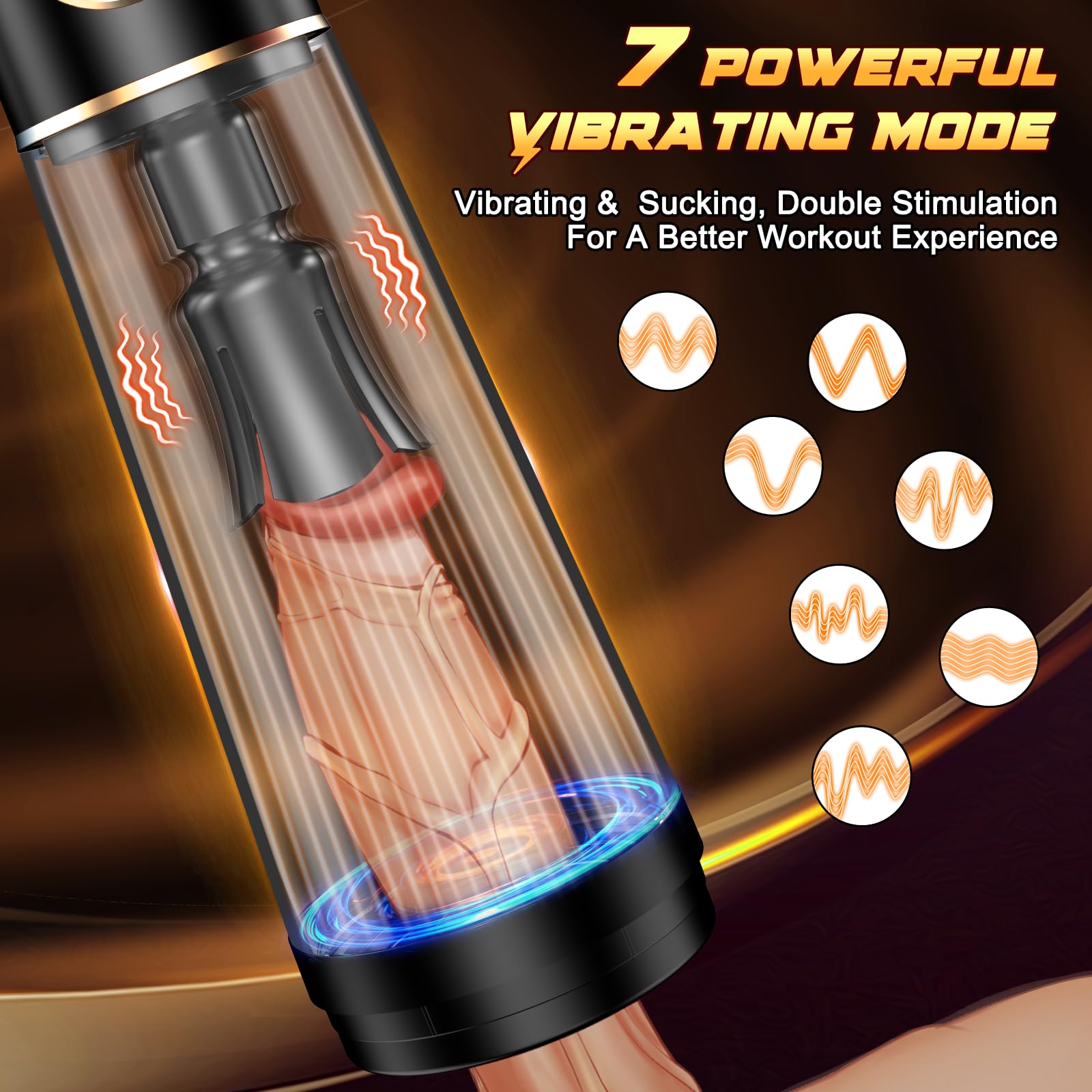 Pompa Pene Masturbatore per Uomo - Maschile Vibratore Sex Toys, Adulti Elettrico Giochi Erotici Ingranditore con 10 Modalità Diverse, Vuoto Pompe Aspiranti & Cock Ring Per gli Uomini che si Masturbano