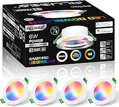 ALUSSO LIGHTING LED Einbaustrahler WIFI & Bluetooth, 6W IP54 Smart LED Spots 230V Dimmbar, 3000K-6500K RGB Farbwechsel Deckenleuchte für Wohnzimmer, Badezimmer, Küche (4 Stück)