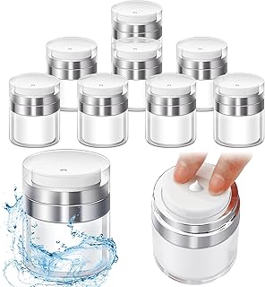 8 Pcs Empty Airless Pump Jar Refillable Cosmetic Container Airless Pump Bottles Portable Travel Pump Dispenser Leakproof Vacuum Bottle Moisturizer Container for Creams Gels Lotions (1 oz)